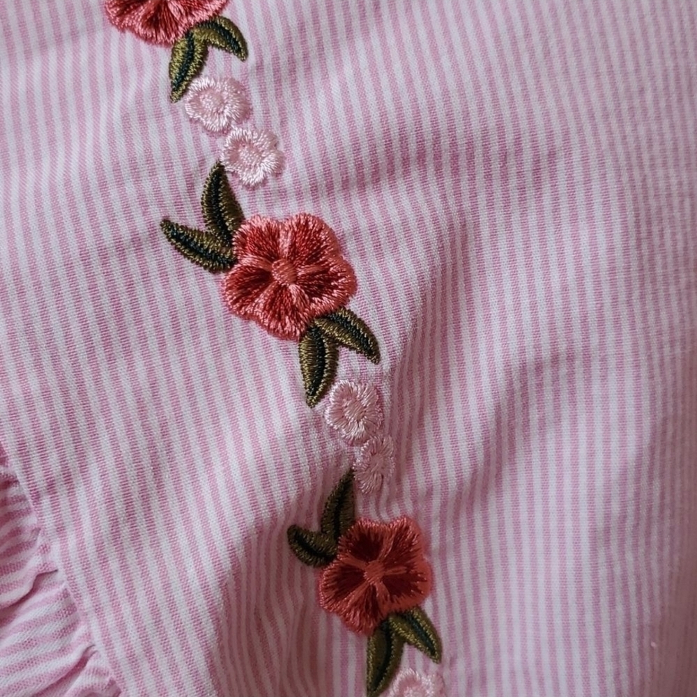 Pink Ruffle Sleeve Embroidered Top - Picture 4 of 8